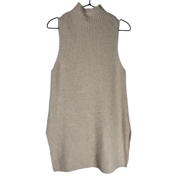 Theory Embree Charmant Mock Neck Tunic Sweater Beige Medium Wool Cashmere - Picture 5 of 10